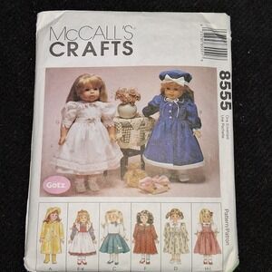 McCalls Crafts Doll‎ Clothes Pattern 8555 Götz 18 inch Dress Outfit Sewing Cut